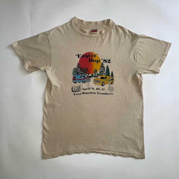 Vintage 80s Free Wheelin Truckers Easter Hop Crystal Lakes Resort Florida Tshirt - Picture 2 of 6